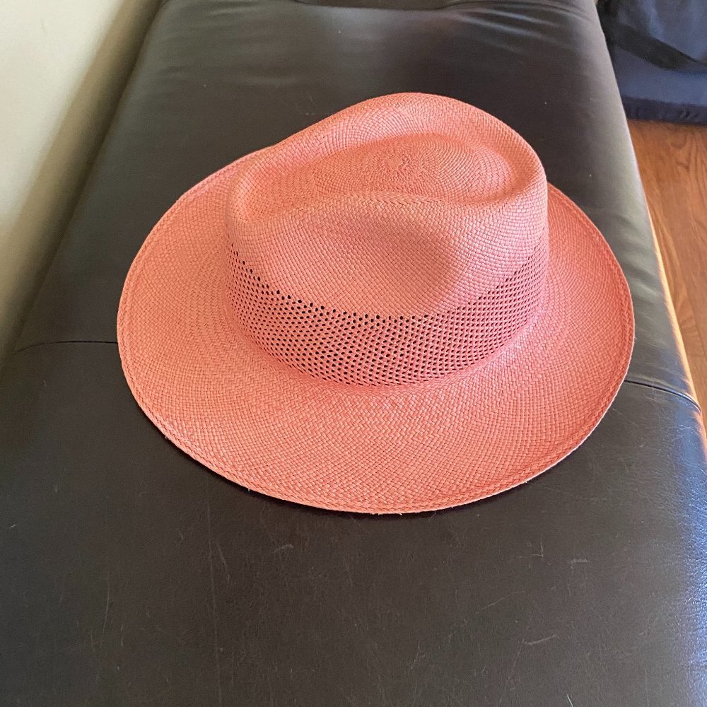 Artesano 'Andros' Straw Hat, 60cm, Salmon Pink